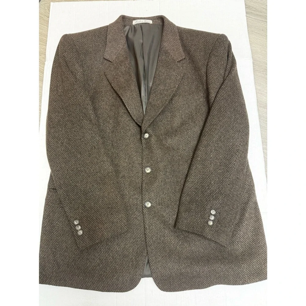 TOM TAILOR Sport Coat Blazer Jacket Mens  Brown Cashmere Blend 44L Academia Prep